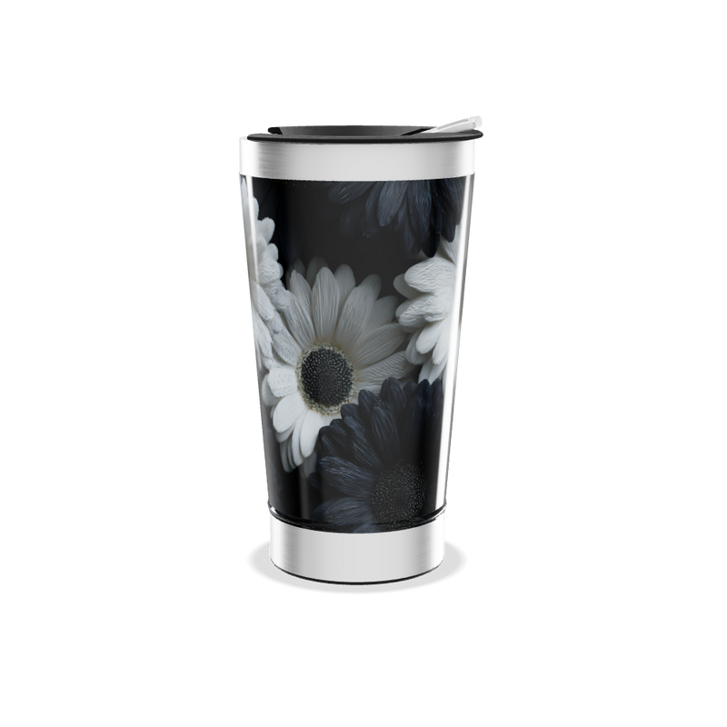 Copo Térmico - Floral Preto e Branco