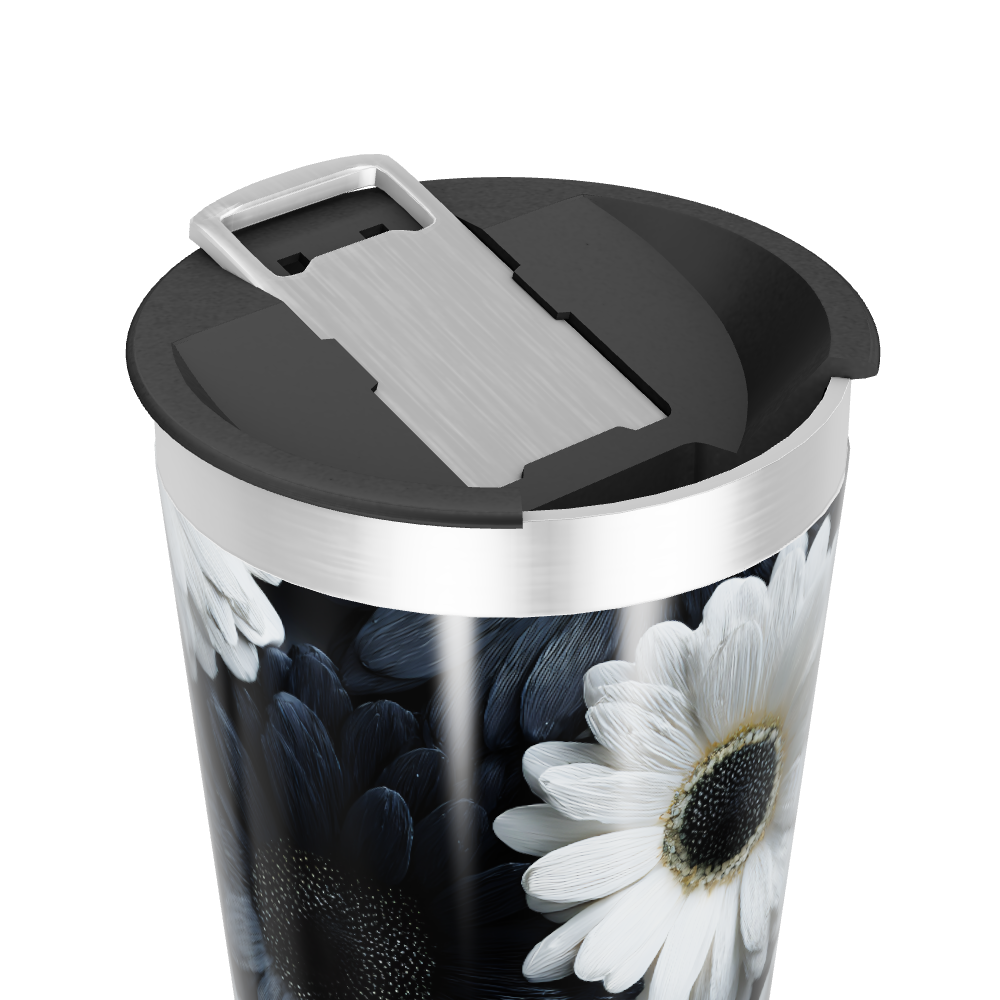 Copo Térmico - Floral Preto e Branco