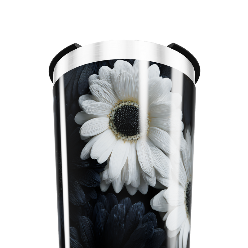 Copo Térmico - Floral Preto e Branco