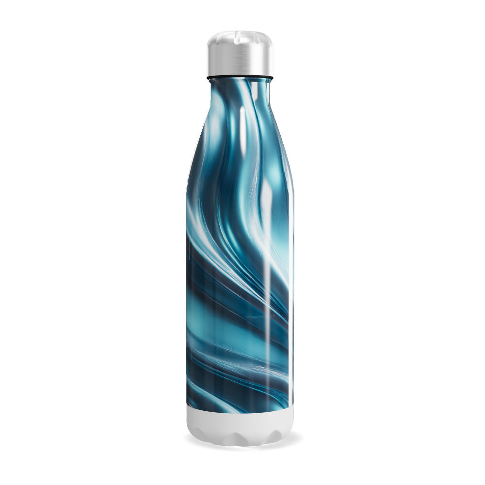 Garrafa Inox Azul - Design Ondulado