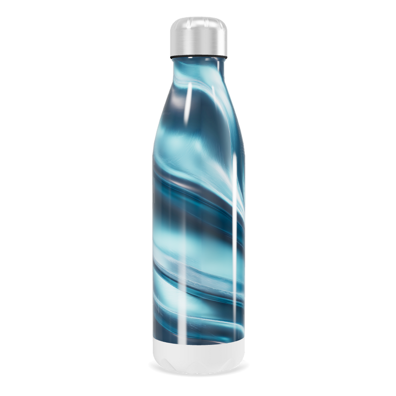 Garrafa Inox Azul - Design Ondulado
