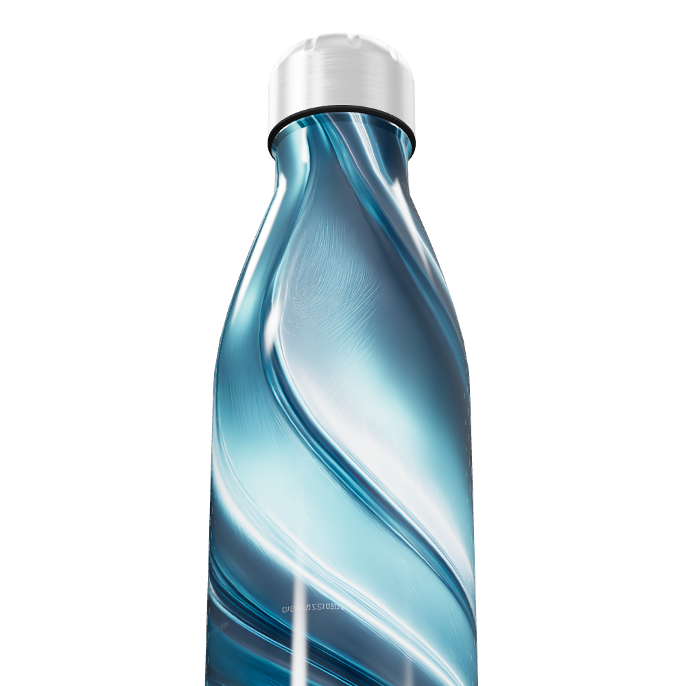 Garrafa Inox Azul - Design Ondulado
