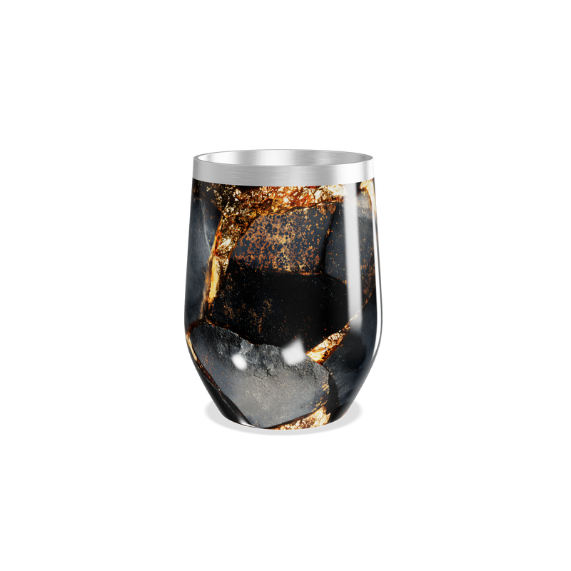Copo Térmico Slim - Preto Dourado Marmorizado