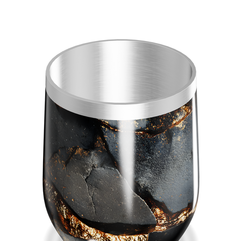 Copo Térmico Slim - Preto Dourado Marmorizado