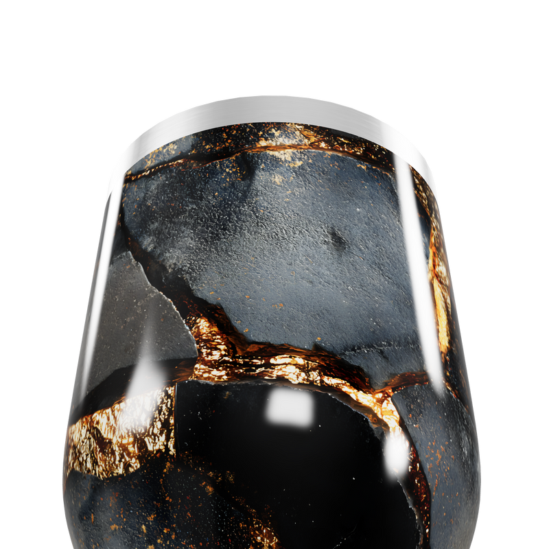 Copo Térmico Slim - Preto Dourado Marmorizado