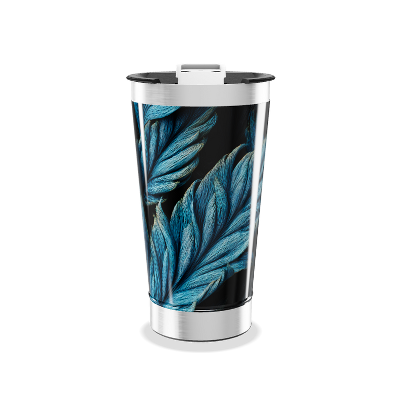 Copo Térmico - Folhas Azuis aço inox