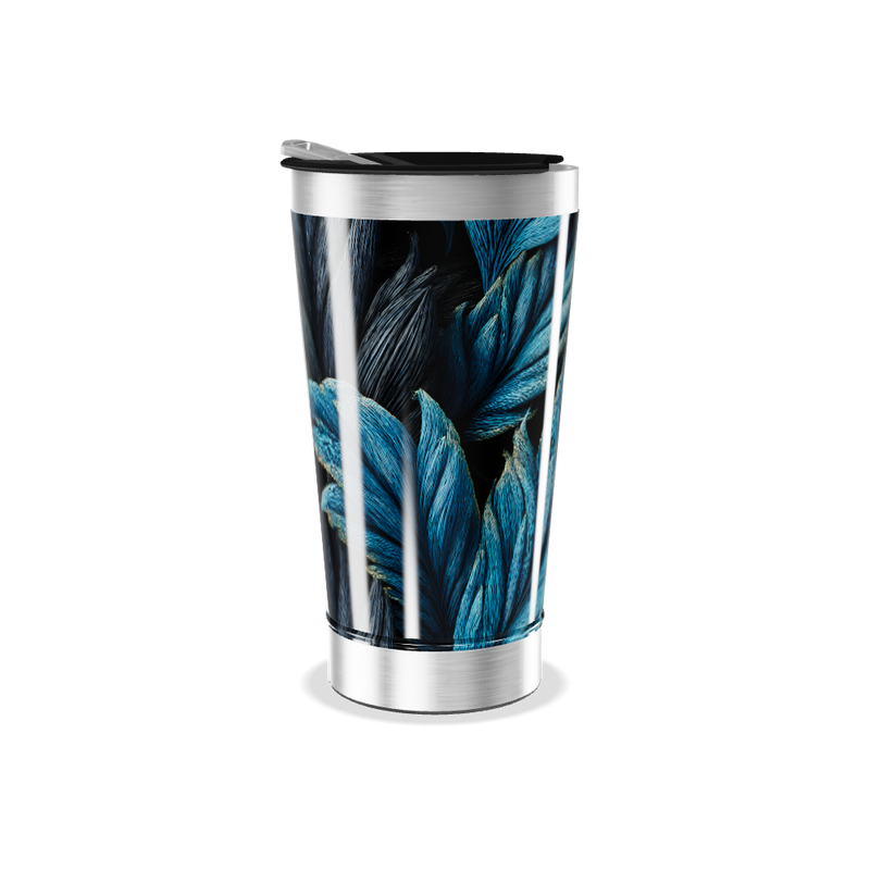 Copo Térmico - Folhas Azuis aço inox