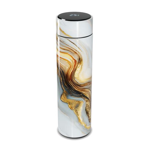 Garrafa Térmica Touch Mármore Dourado Digital