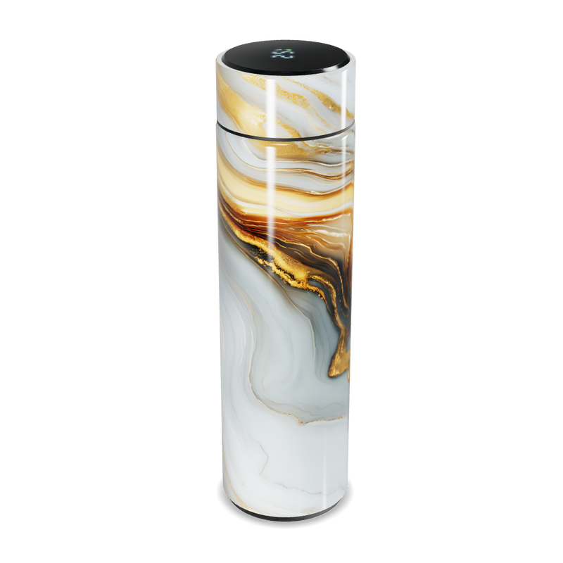 Garrafa Térmica Touch Mármore Dourado Digital