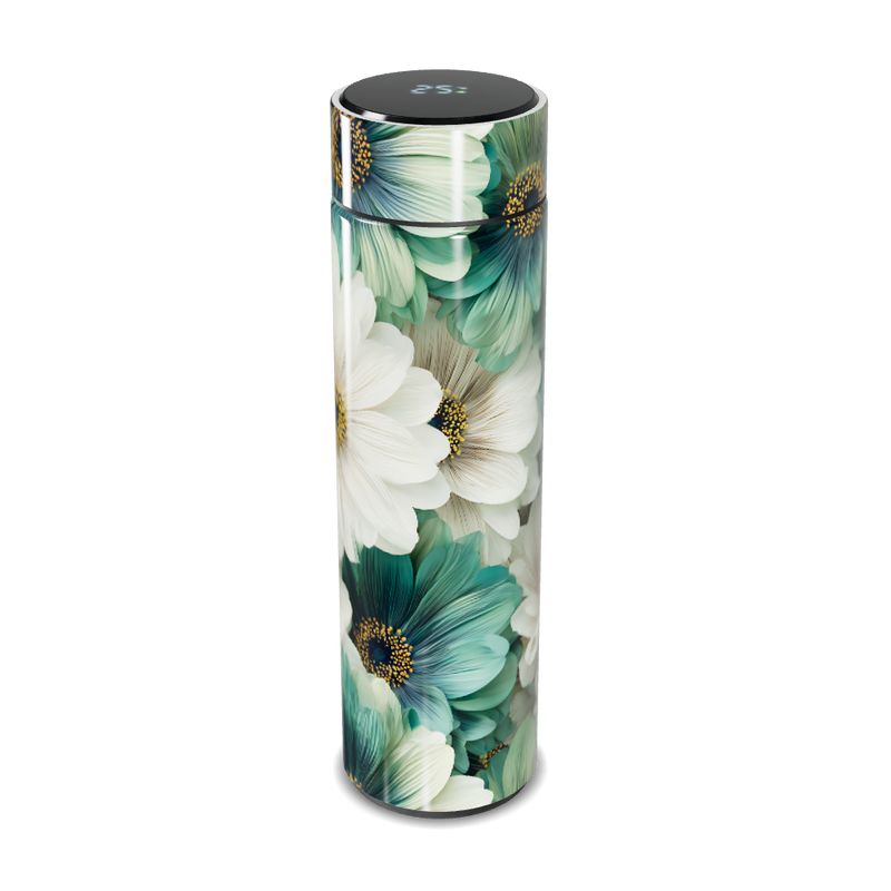 Garrafa Térmica Touch - Floral Verde e Branco