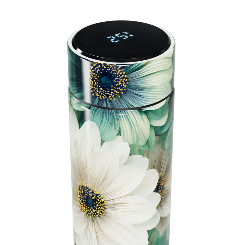 Garrafa Térmica Touch - Floral Verde e Branco