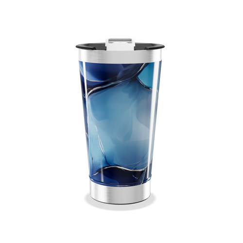 Copo Térmico - Azul com Estampa Geométrica