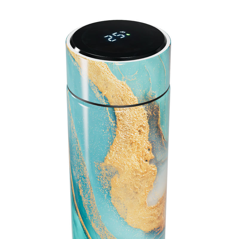 Garrafa Térmica Touch - Azul Ouro Marmorizada