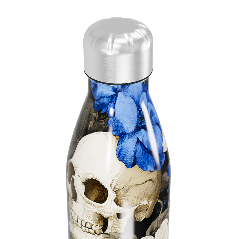 Garrafa Inox Estampa Floral Azul