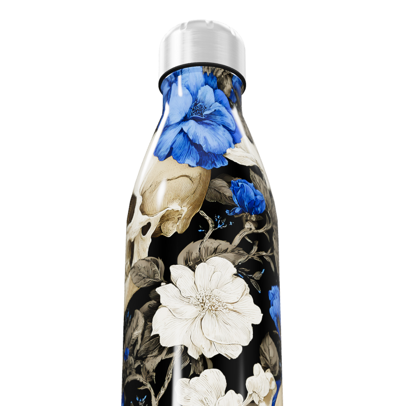Garrafa Inox Estampa Floral Azul