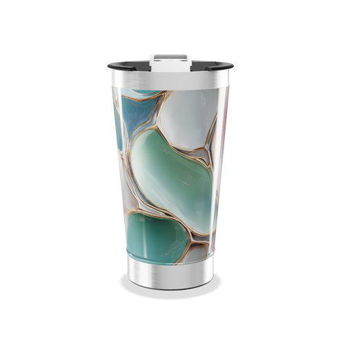 Copo Térmico - Verde com Estampa Abstrata