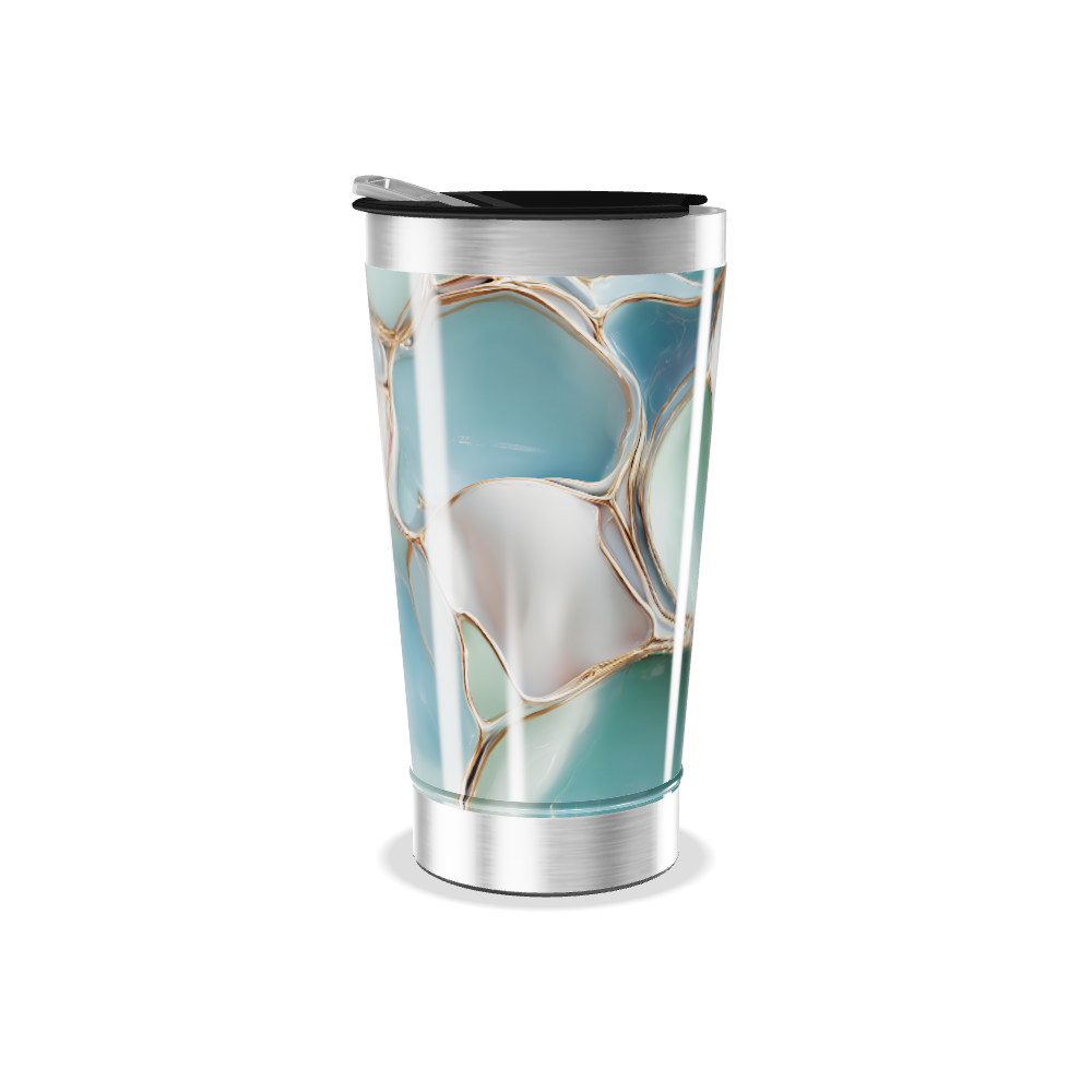 Copo Térmico - Verde com Estampa Abstrata