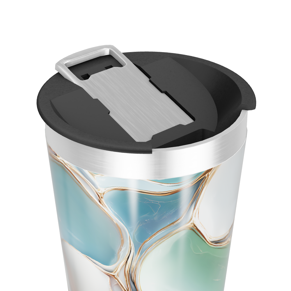 Copo Térmico - Verde com Estampa Abstrata