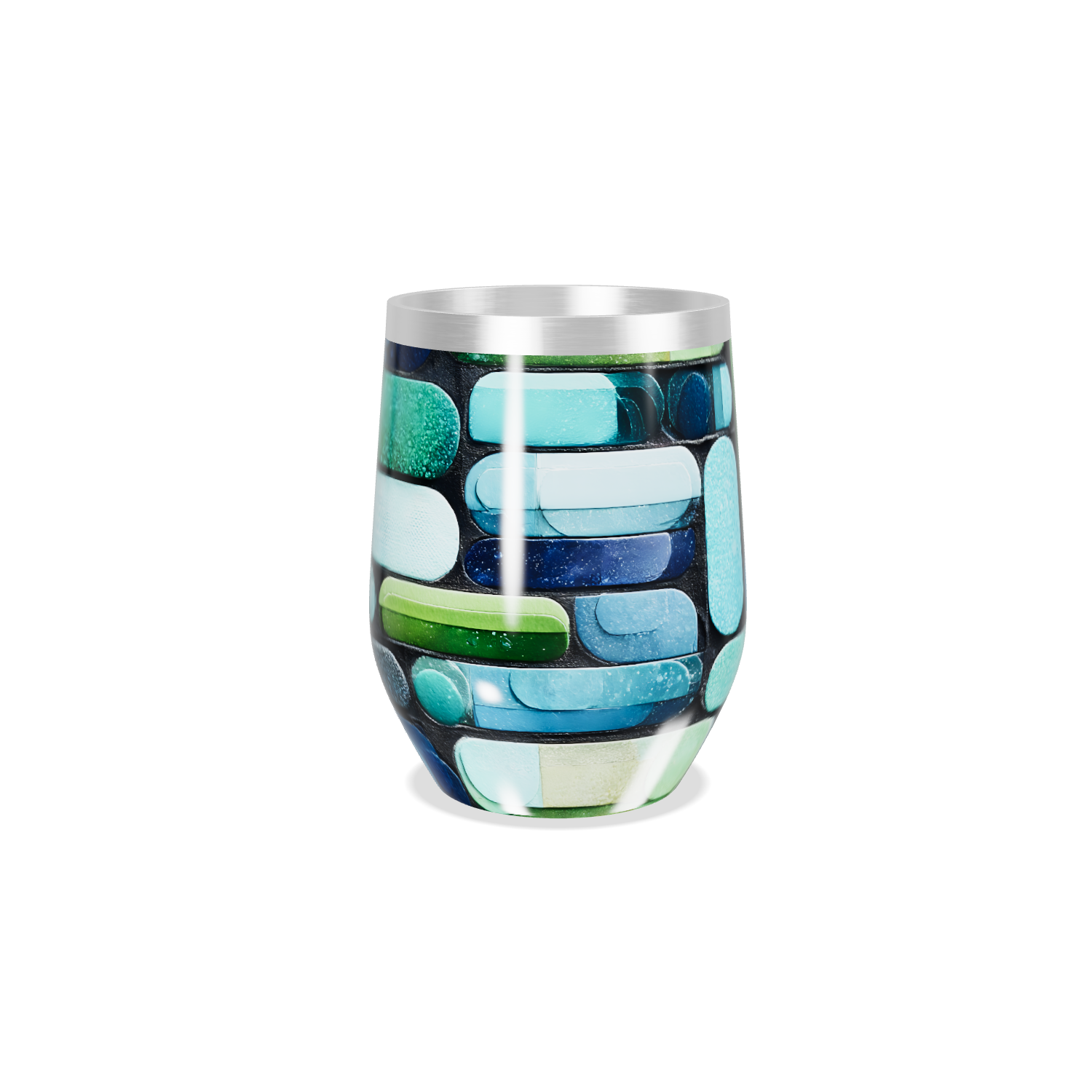 Copo Térmico Slim - Estampa Geométrica Azul