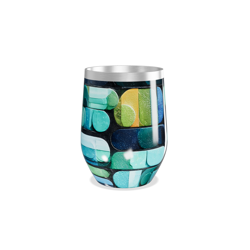 Copo Térmico Slim - Estampa Geométrica Azul