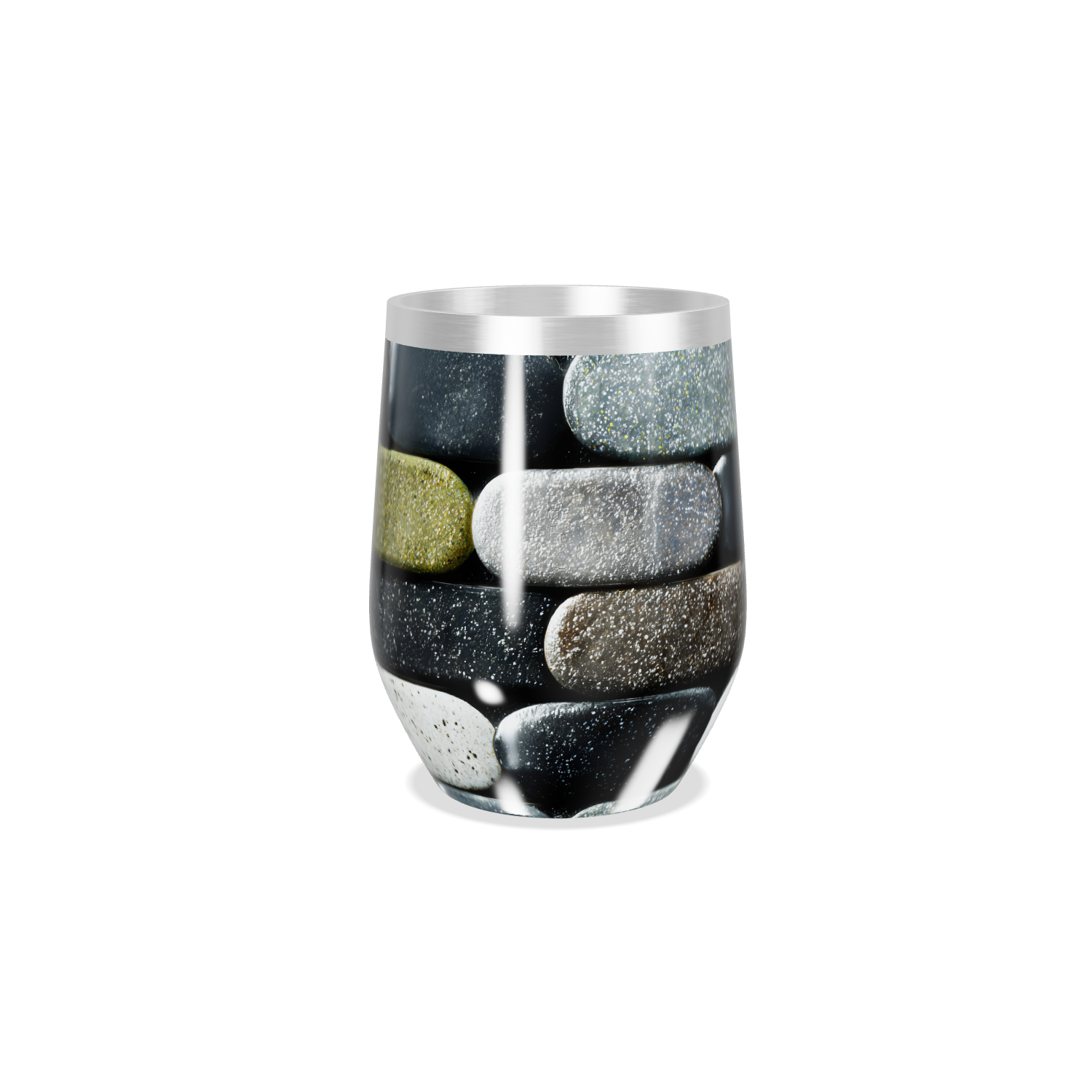 Copo Térmico Slim - Pedras Pretas Inox