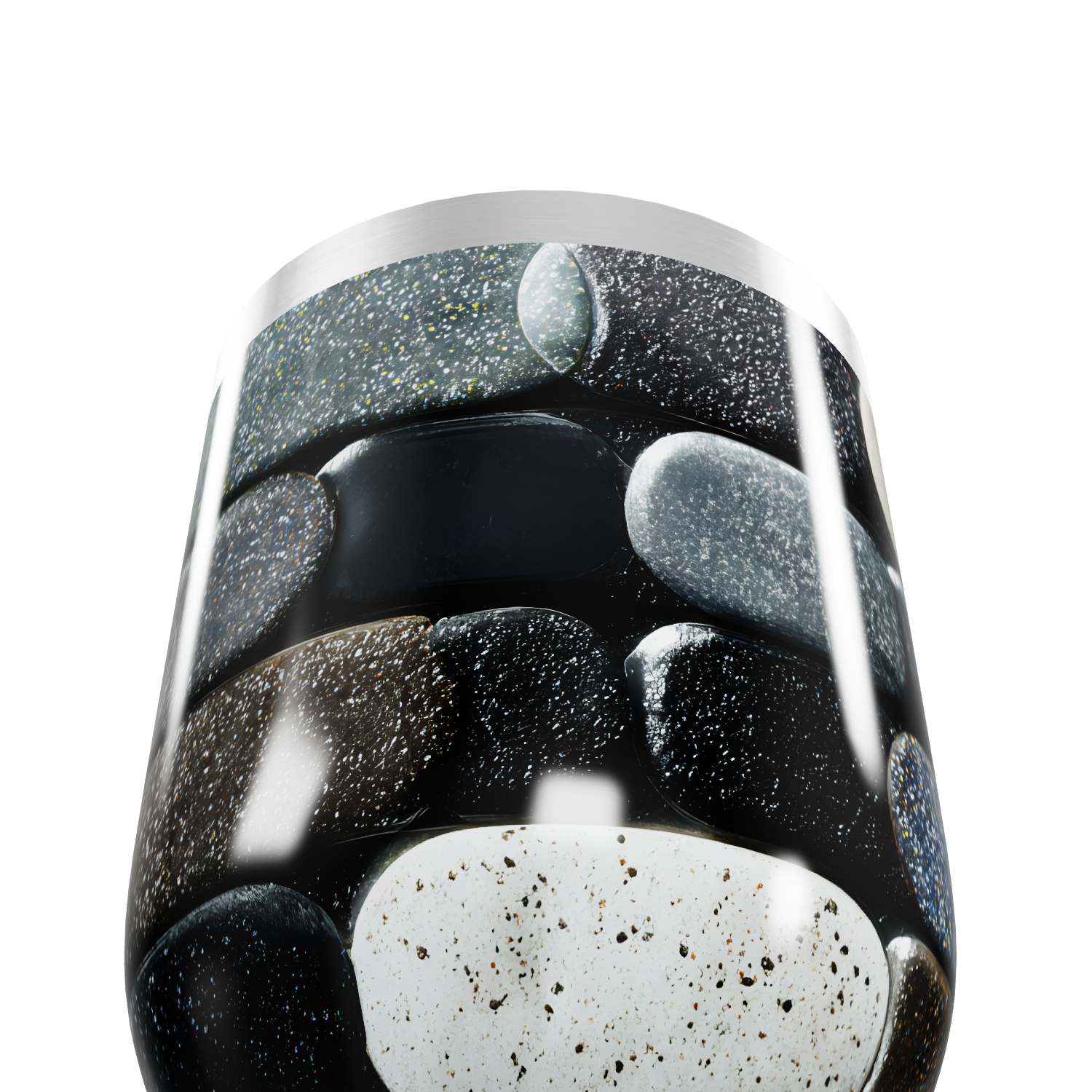 Copo Térmico Slim - Pedras Pretas Inox