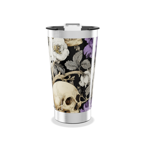 Copo Térmico - Caveira Floral Preto