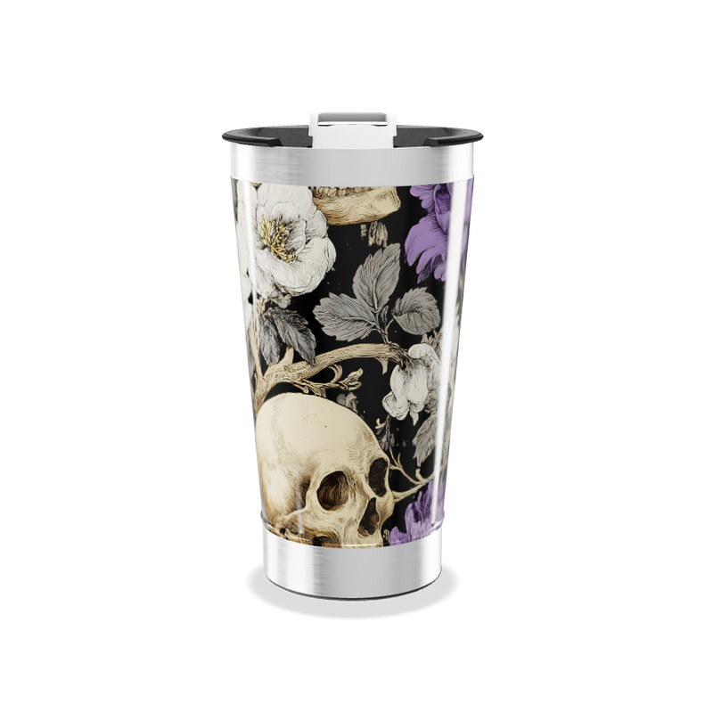 Copo Térmico - Caveira Floral Preto