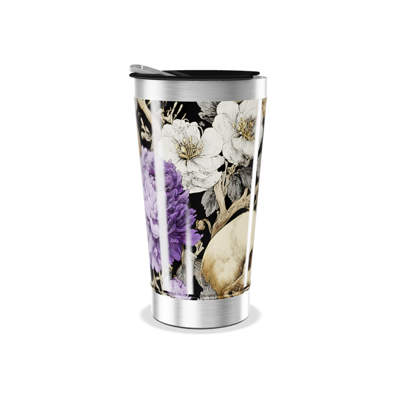 Copo Térmico - Caveira Floral Preto