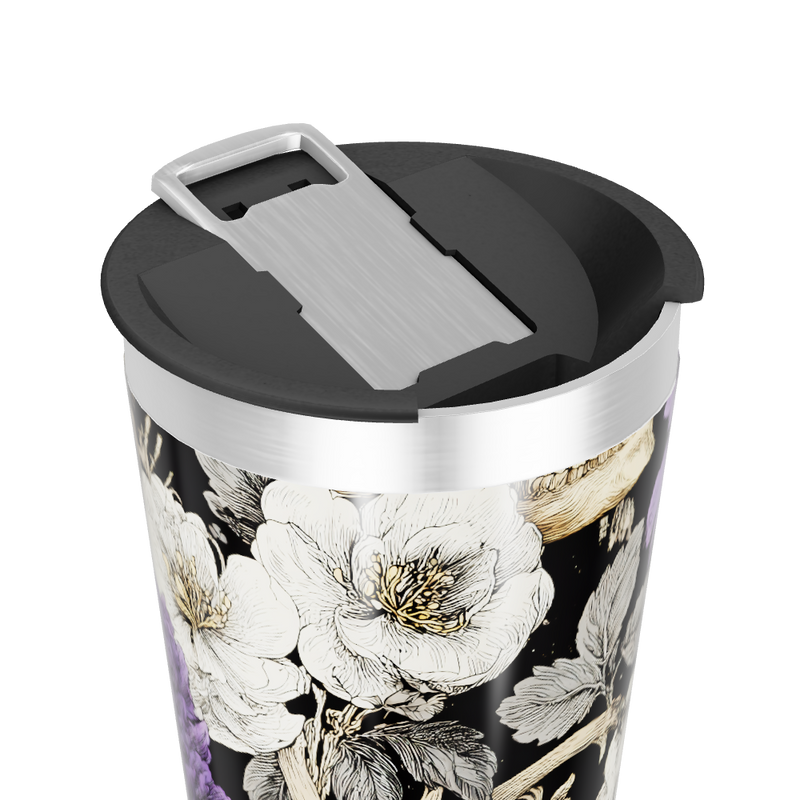 Copo Térmico - Caveira Floral Preto