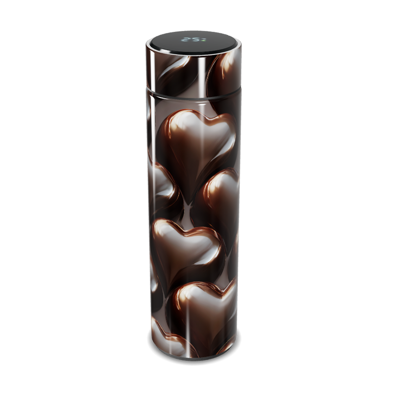 Garrafa Térmica Touch Corações Marrom