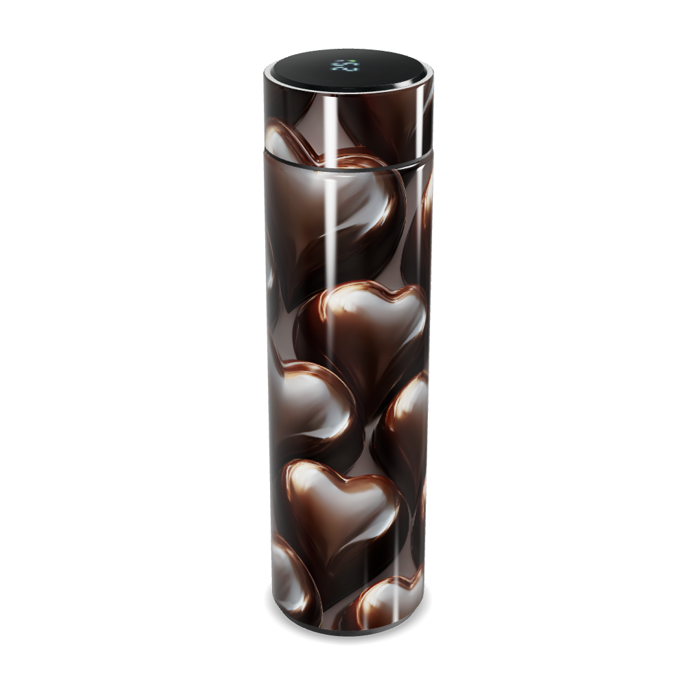 Garrafa Térmica Touch Corações Marrom