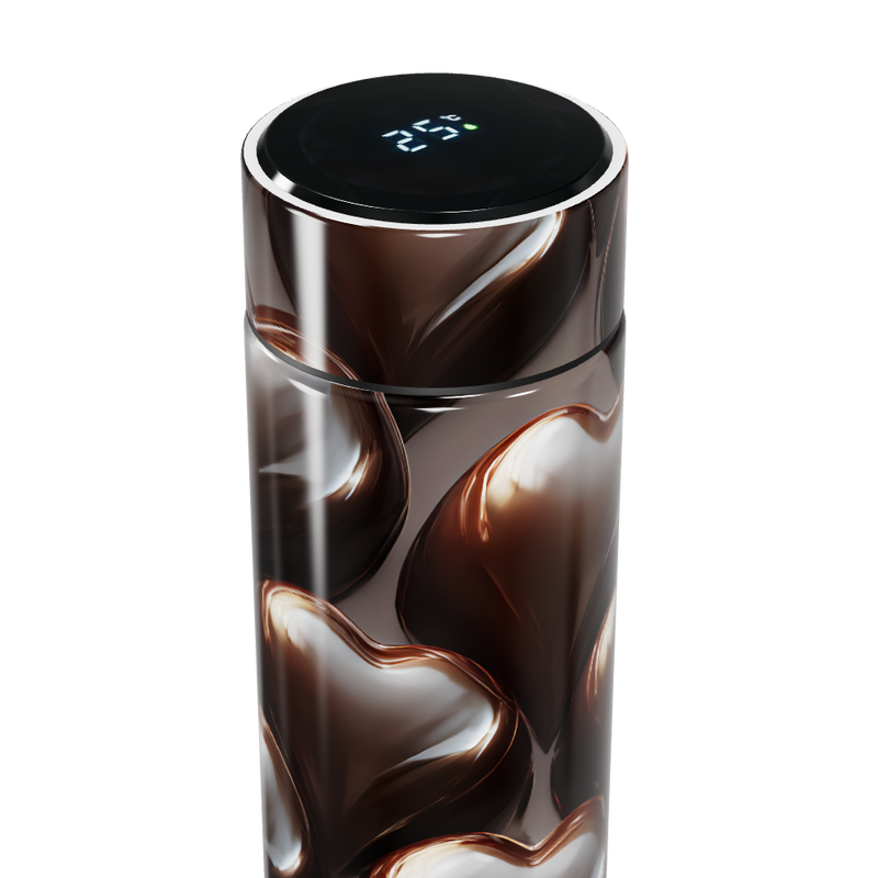 Garrafa Térmica Touch Corações Marrom