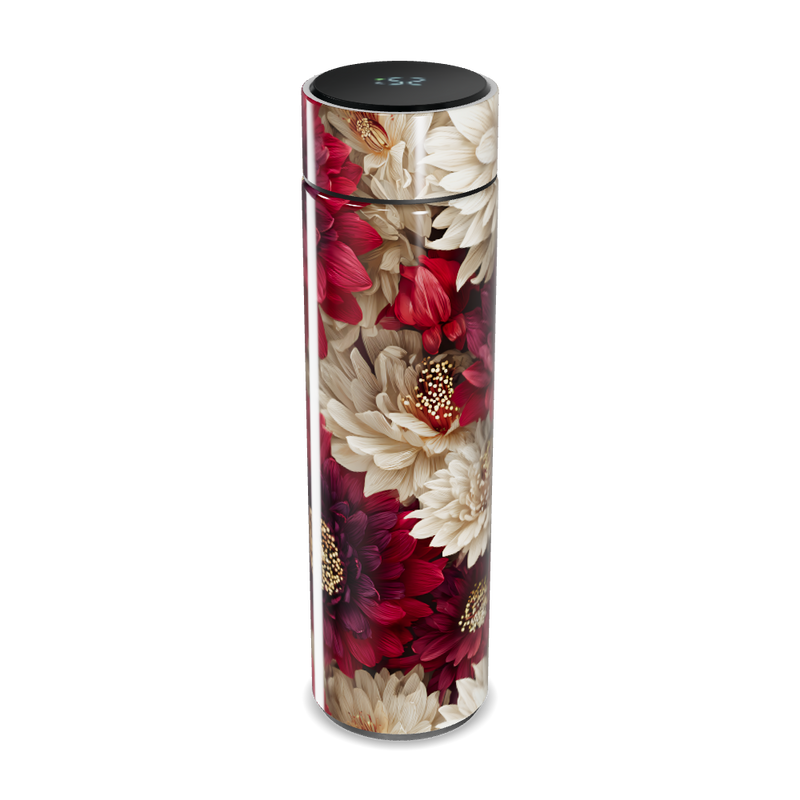 Garrafa Térmica Touch - Floral Vermelha e Branca