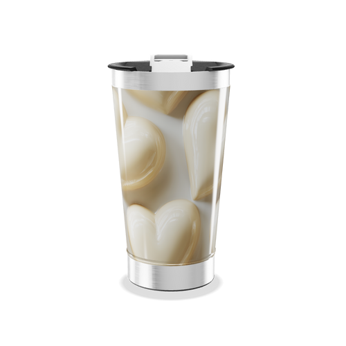 Copo Térmico - Estampa Corações Bege