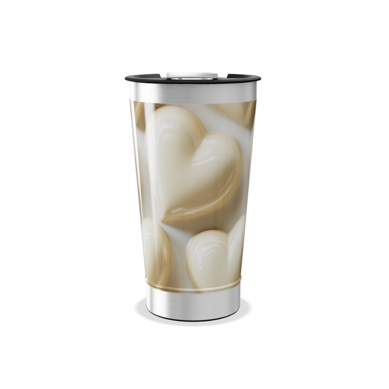 Copo Térmico - Estampa Corações Bege