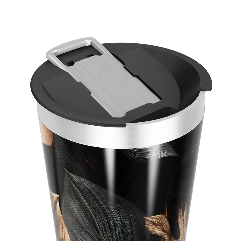 Copo Térmico - Preto com Folhas Douradas