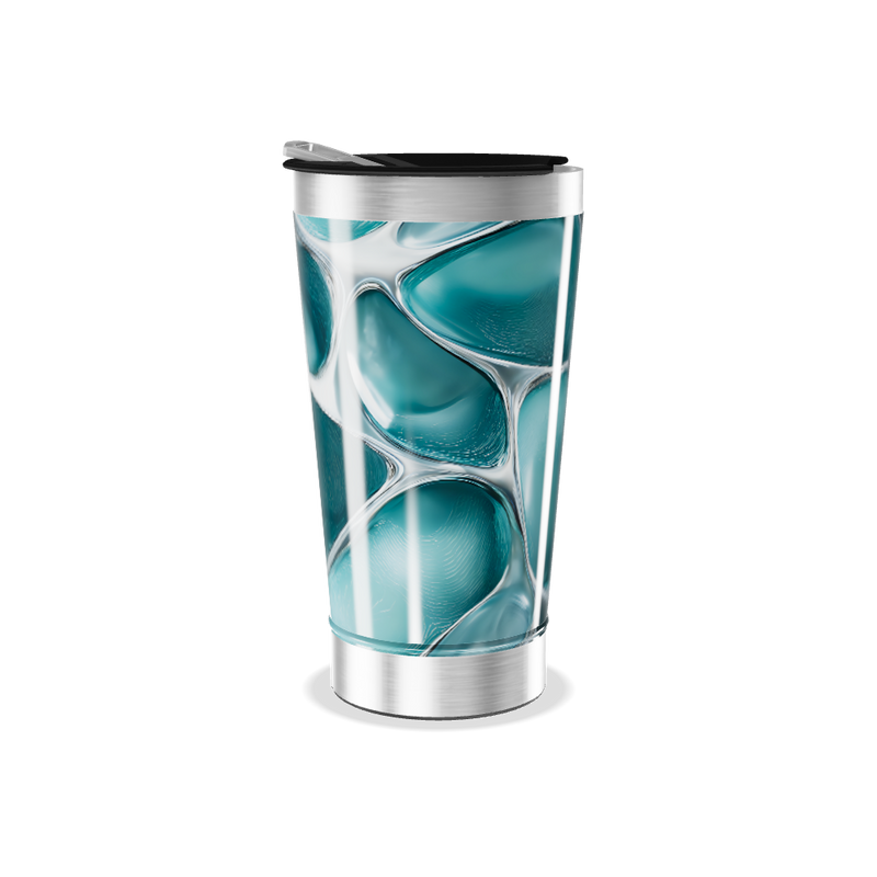 Copo Térmico - Azul com Estampa Moderna