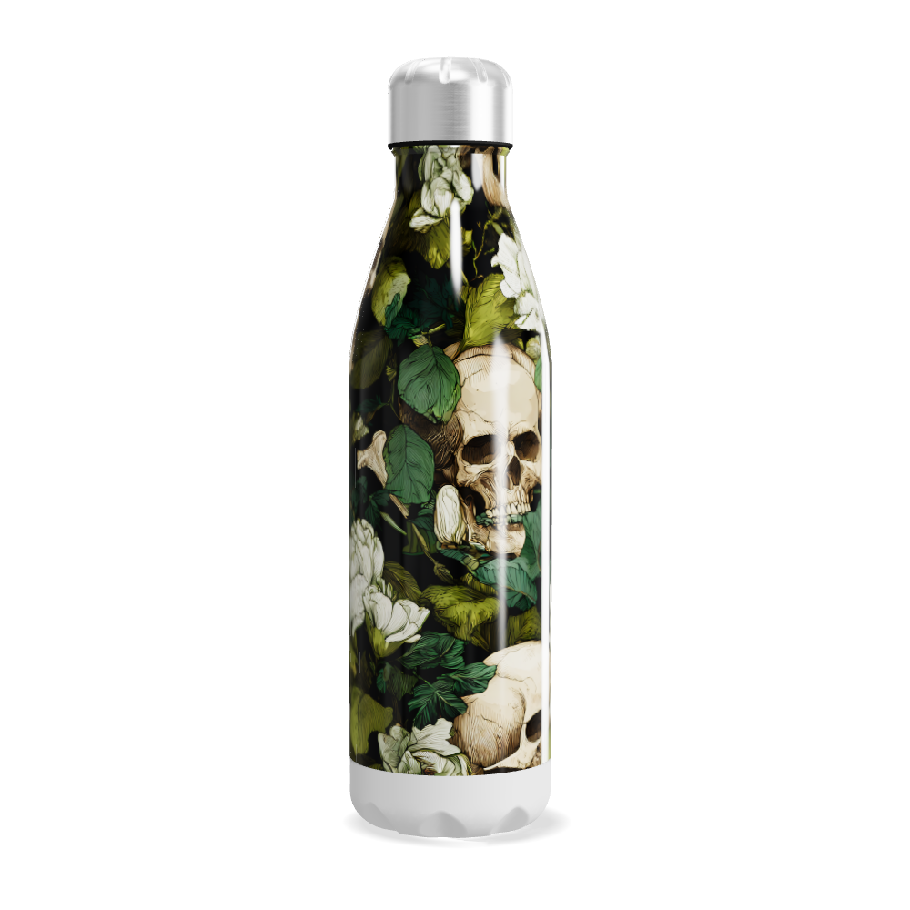 Garrafa Inox - Flores e Caveiras Colorida