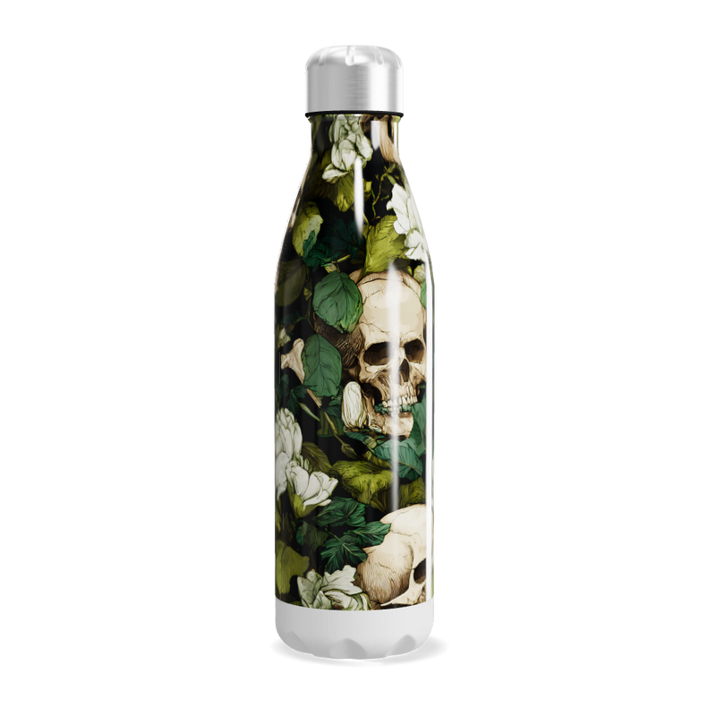 Garrafa Inox - Flores e Caveiras Colorida