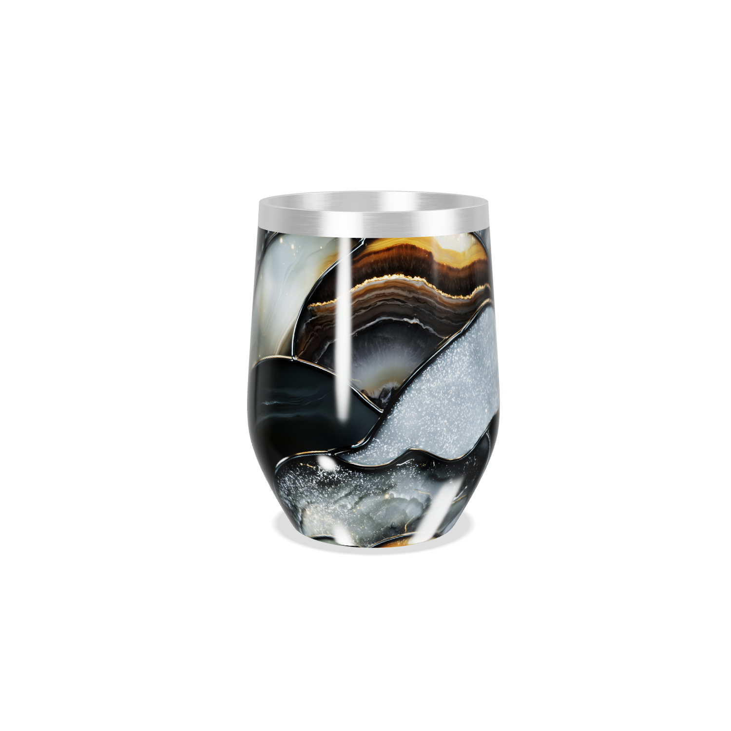 Copo Térmico Slim - Preto Mármore Inox