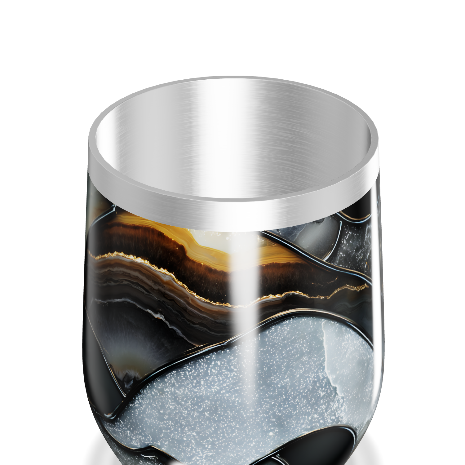 Copo Térmico Slim - Preto Mármore Inox