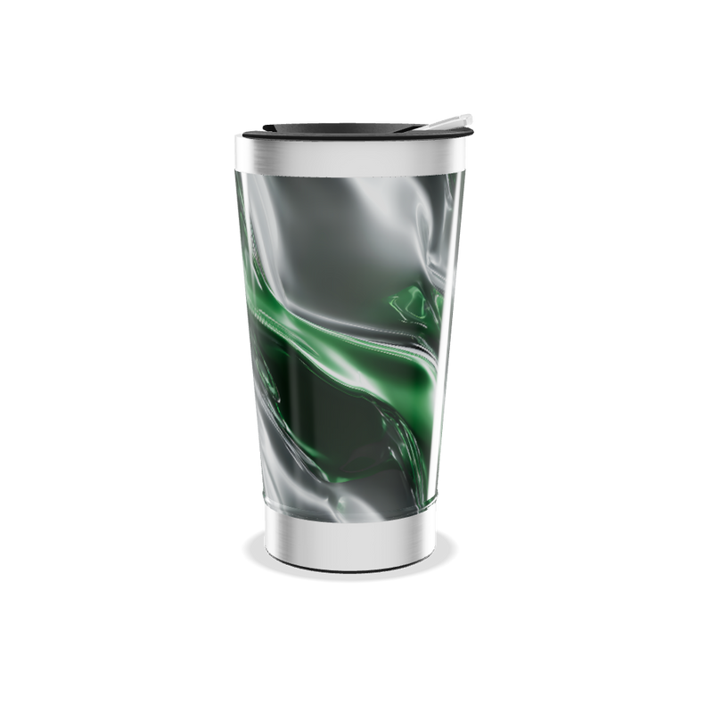 Copo Térmico - Verde com Design Abstrato
