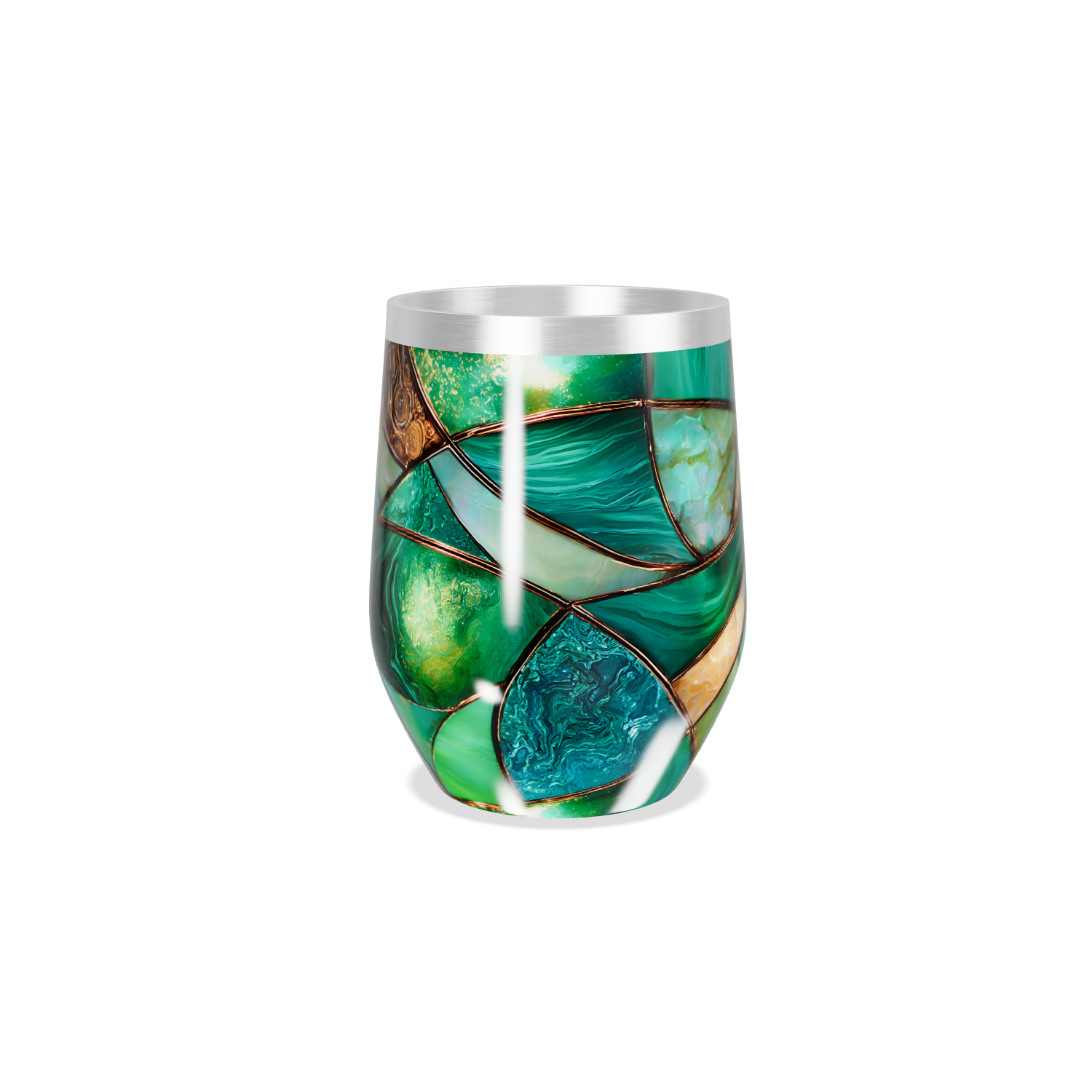 Copo Térmico Slim - Verde com Estampa Abstrata