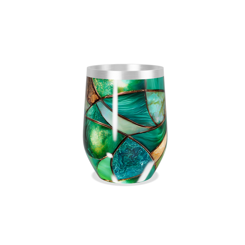 Copo Térmico Slim - Verde com Estampa Abstrata