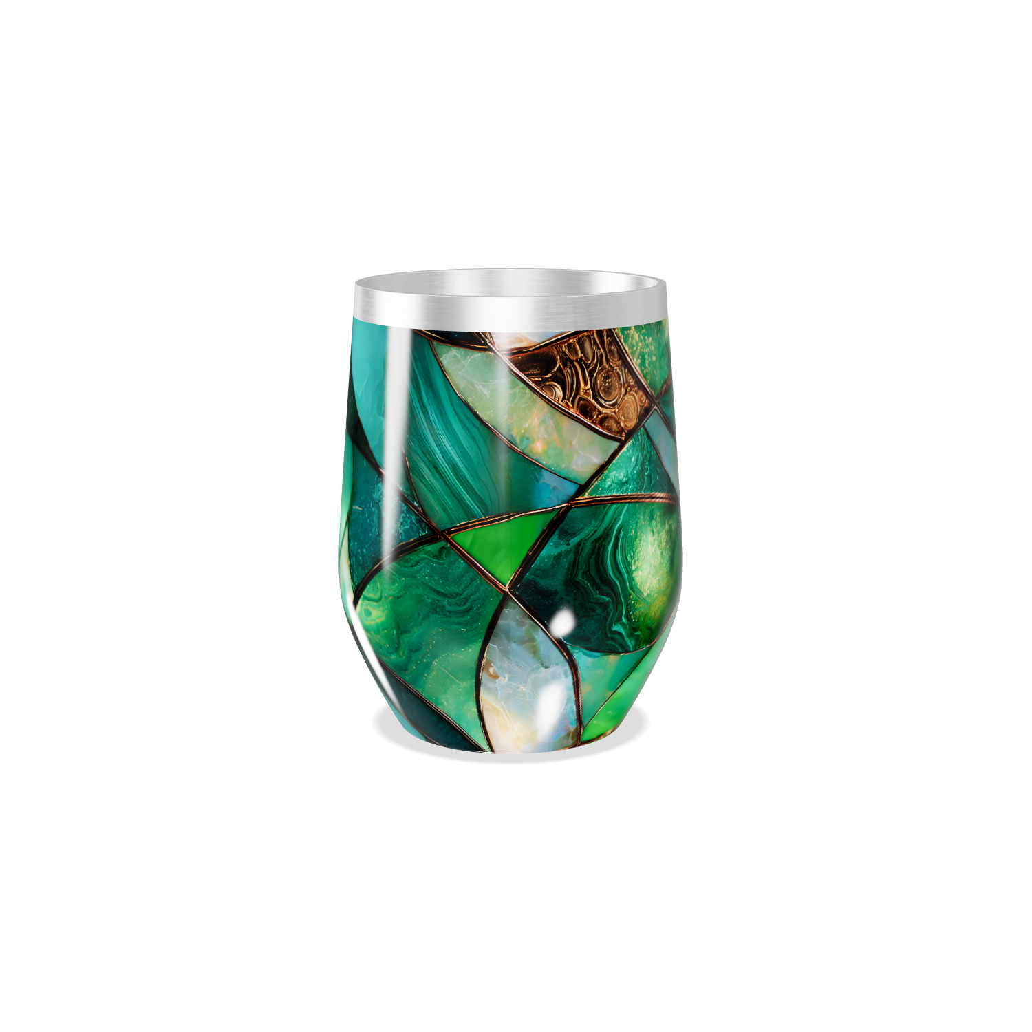 Copo Térmico Slim - Verde com Estampa Abstrata