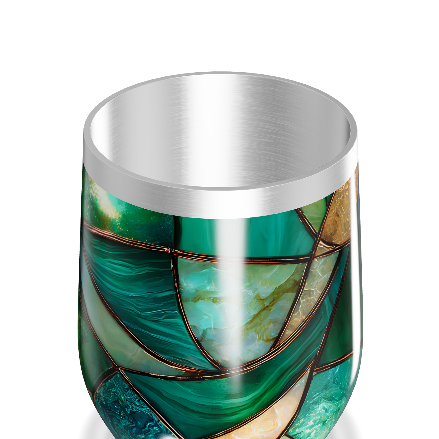 Copo Térmico Slim - Verde com Estampa Abstrata