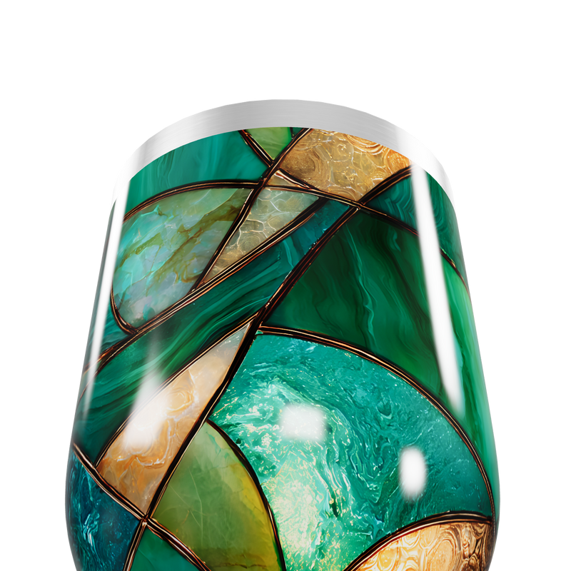 Copo Térmico Slim - Verde com Estampa Abstrata