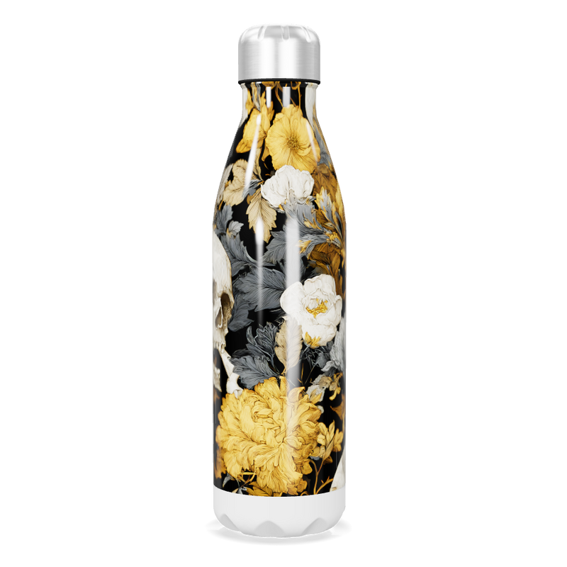 Garrafa Inox - Floral Preto e Dourado