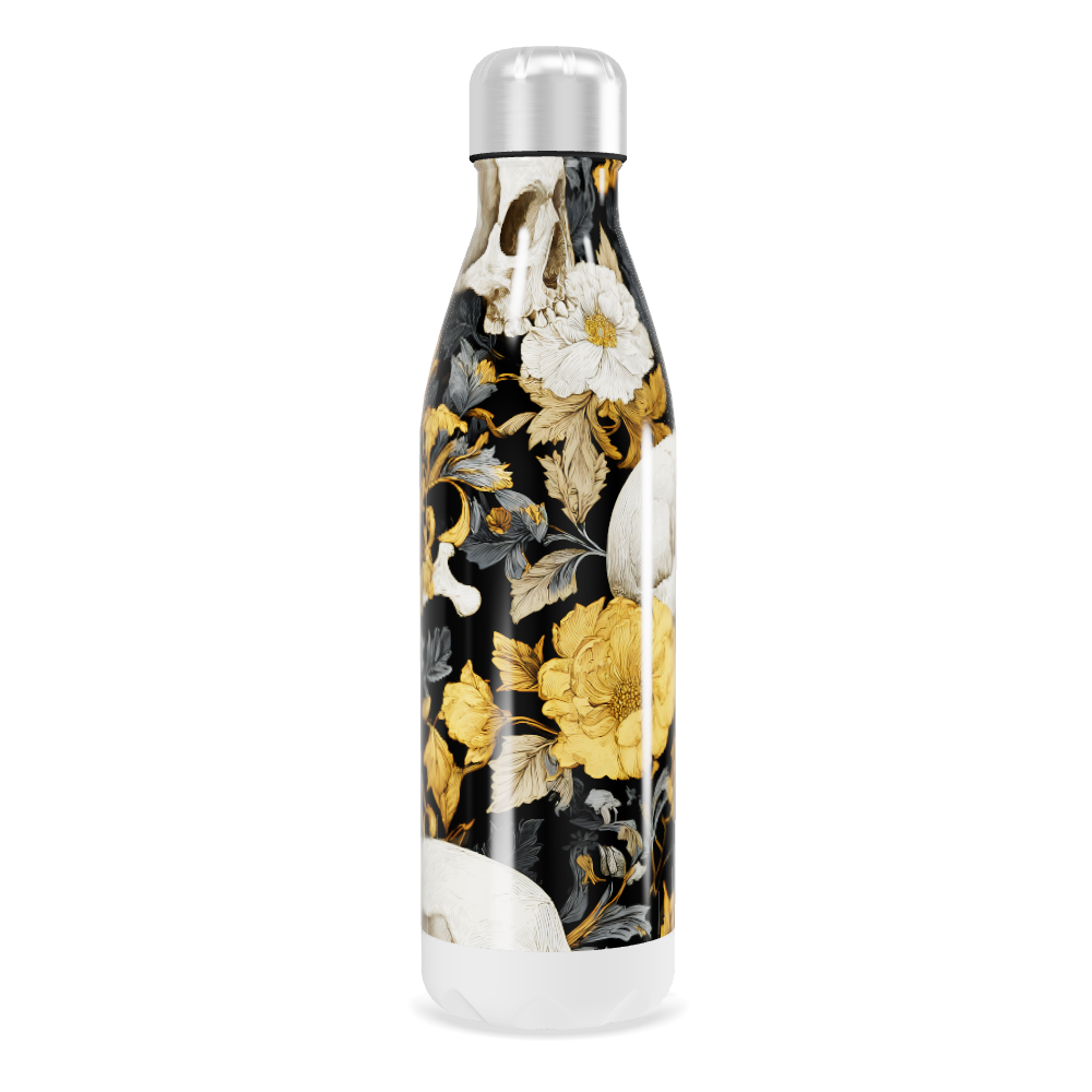 Garrafa Inox - Floral Preto e Dourado